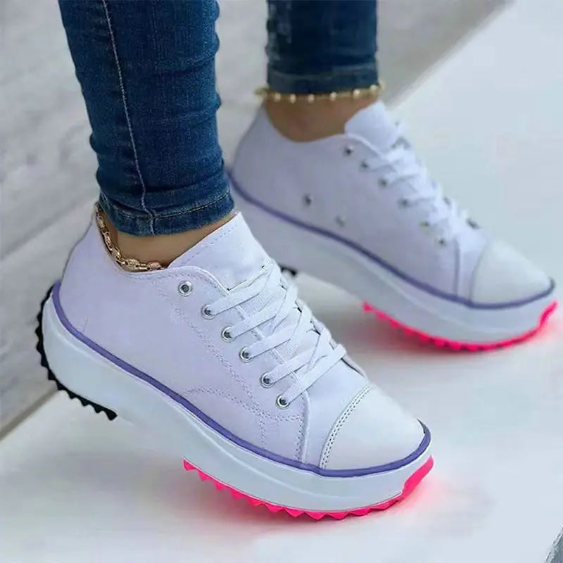 Fashionable Lace-Up Canvas Sneakers for Women
