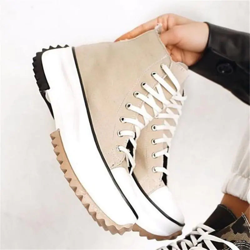 High-Top Women's Fashion Lace-Up Canvas Sneakers