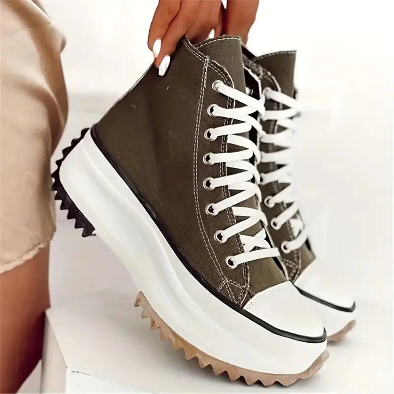 High-Top Women's Fashion Lace-Up Canvas Sneakers