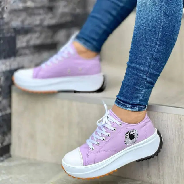 Fashionable Lace-Up Canvas Sneakers for Women