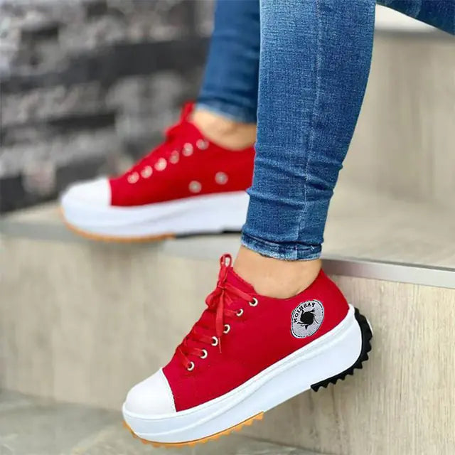 Fashionable Lace-Up Canvas Sneakers for Women