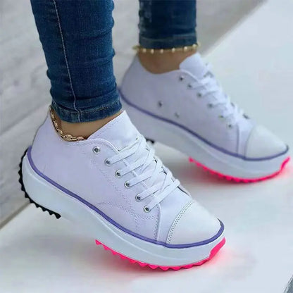 Fashionable Lace-Up Canvas Sneakers for Women