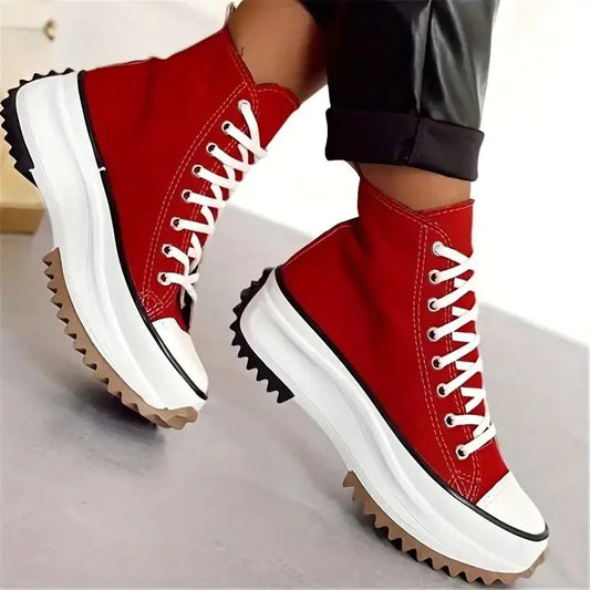 High-Top Women's Fashion Lace-Up Canvas Sneakers
