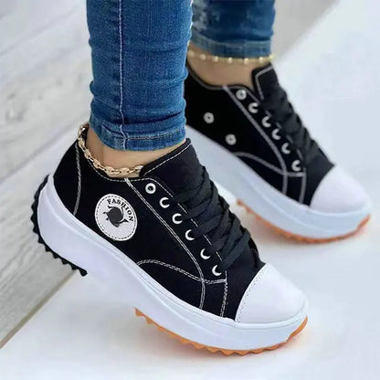 Fashionable Lace-Up Canvas Sneakers for Women