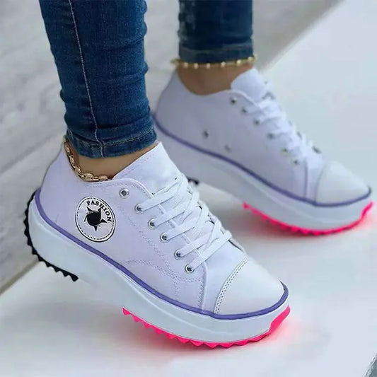 Fashionable Lace-Up Canvas Sneakers for Women