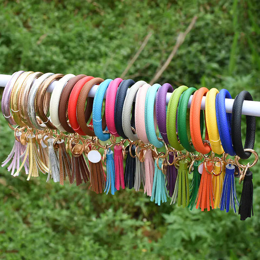 Chic Leather Tassel Wristlet