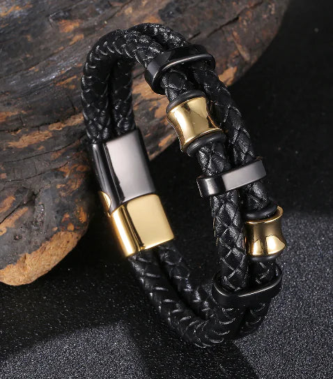 Genuine Leather Braided Bracelet for Men Multilayer