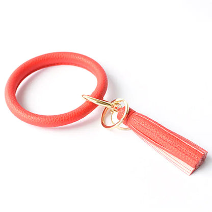 Chic Leather Tassel Wristlet