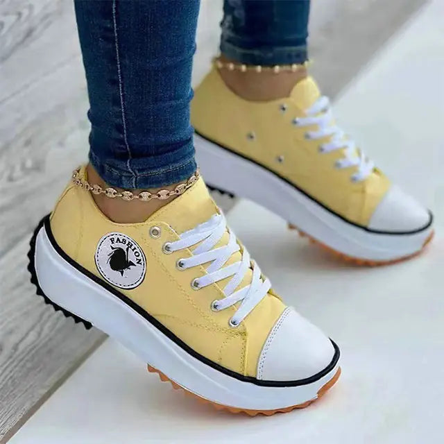 Fashionable Lace-Up Canvas Sneakers for Women