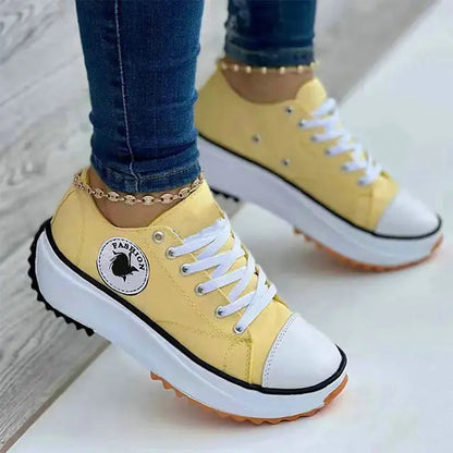 Fashionable Lace-Up Canvas Sneakers for Women