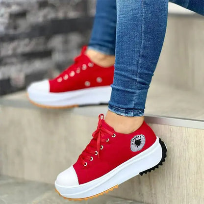 Fashionable Lace-Up Canvas Sneakers for Women