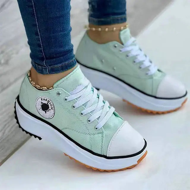 Fashionable Lace-Up Canvas Sneakers for Women