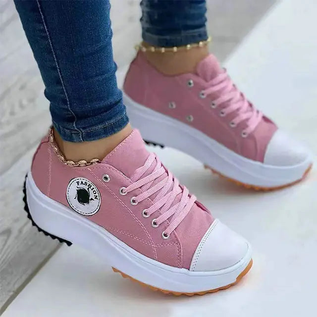 Fashionable Lace-Up Canvas Sneakers for Women