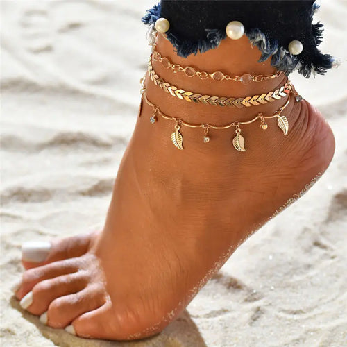 Simple Beach Butterfly Multi-layer Anklet bracelet  for Women